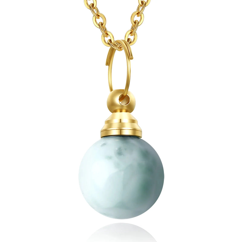 Larimar Green Sea Grain Stone Necklace Essential Oil Diffuser