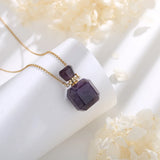 Purple Hexagonal Crystal Necklace Green Quartz Essential Oil Diffuser