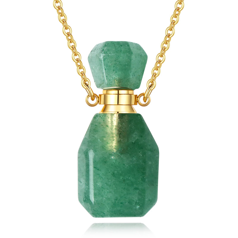 Purple Hexagonal Crystal Necklace Green Quartz Essential Oil Diffuser
