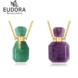 Purple Hexagonal Crystal Necklace Green Quartz Essential Oil Diffuser