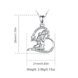925 Silver Angel Girl Hug Dog Pendant Heart Crystal CZ Necklace