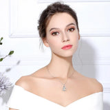 925 Silver Angel Girl Hug Dog Pendant Heart Crystal CZ Necklace