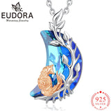 Eudora Moon Fox Necklace Tree of Life Pendant Men Women Jewelry