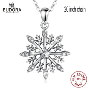 925 Sterling Silver Crystal Snow Necklace CZ Necklaces Fine Jewelry