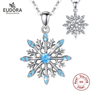 925 Sterling Silver Crystal Snow Necklace CZ Necklaces Fine Jewelry