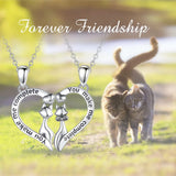 Eudora 925 Silver Cat Heart Necklace Set