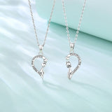 Eudora 925 Silver Cat Heart Necklace Set