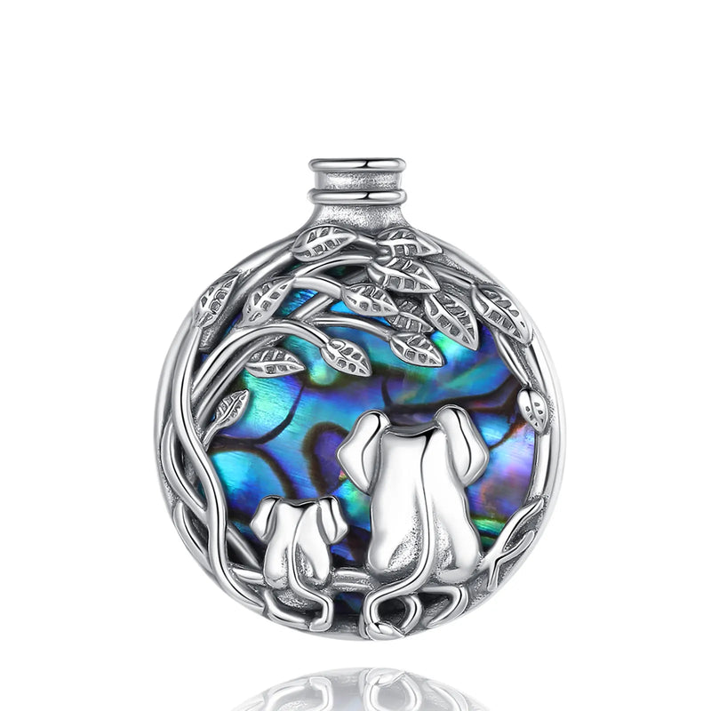Eudora Sterling Silver Elephant Mom Baby Necklace Abalone Shell Pendant Jewelry