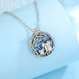 Eudora Sterling Silver Elephant Mom Baby Necklace Abalone Shell Pendant Jewelry