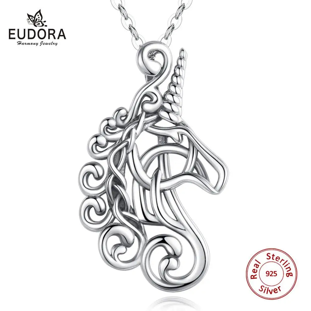 925 Sterling Silver Horse unicorn necklace Horse racing noble Horse Necklaces