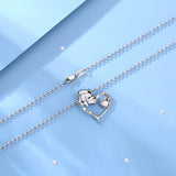 Eudora 925 Silver Pet Cat Dog Pendant Necklace Heart Chain Gift