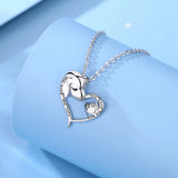 Eudora 925 Silver Pet Cat Dog Pendant Necklace Heart Chain Gift