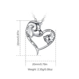 Eudora 925 Silver Pet Cat Dog Pendant Necklace Heart Chain Gift