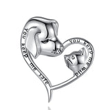 Eudora 925 Silver Pet Cat Dog Pendant Necklace Heart Chain Gift