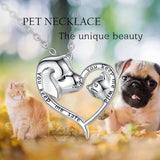 Eudora 925 Silver Pet Cat Dog Pendant Necklace Heart Chain Gift