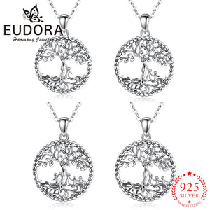 Eudora 925 Silver Tree of Life Mother Child Pendant Necklace