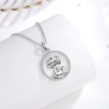 Eudora Sterling Silver Wiccan Necklace Zircon Pendant Witch Jewelry
