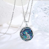 Eudora Silver Wolf Necklace Abalone Shell Pendant Jewelry