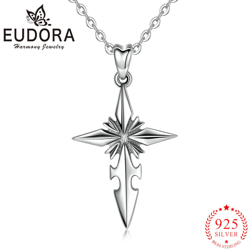 Eudora 925 Sterling Silver Cross Pendant Necklaces For Women