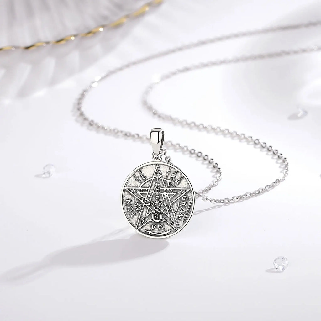 Eudora Pentagram Amulet Necklace 925 Silver Tetragrammaton Pendant