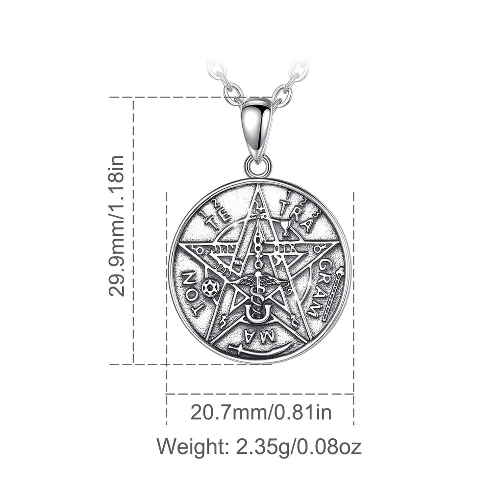 Eudora Pentagram Amulet Necklace 925 Silver Tetragrammaton Pendant