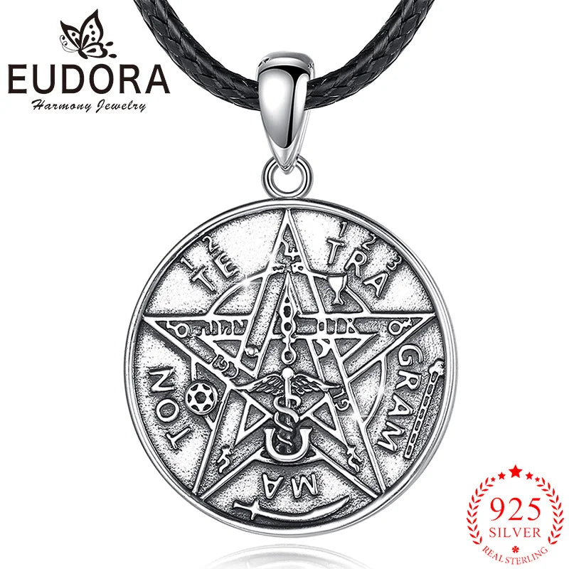 Eudora Pentagram Amulet Necklace 925 Silver Tetragrammaton Pendant