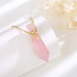 Eudora Pink Crystal Necklace Prismatic Quartz Aromatherapy Pendant