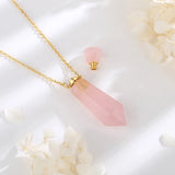 Eudora Pink Crystal Necklace Prismatic Quartz Aromatherapy Pendant