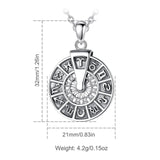 925 Silver Zodiac Wheel Necklace Spinner Pendant Men Women Jewelry