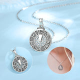925 Silver Zodiac Wheel Necklace Spinner Pendant Men Women Jewelry