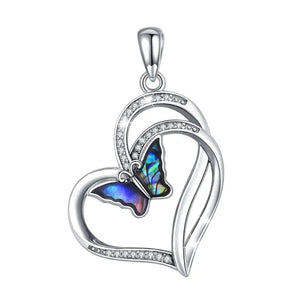 925 Silver Butterfly Pendant Mother of Pearl Necklace Fine Jewelry Gift D603