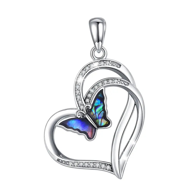925 Silver Butterfly Pendant Mother of Pearl Necklace Fine Jewelry Gift D603