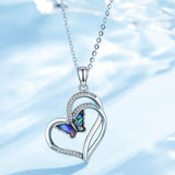 925 Silver Butterfly Pendant Mother of Pearl Necklace Fine Jewelry Gift D603