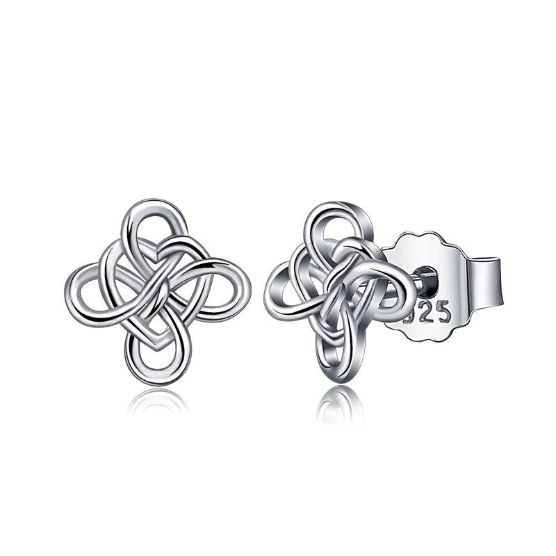 Eudora 925 Silver Celtic Knot Stud Earrings Heart Women Jewelry