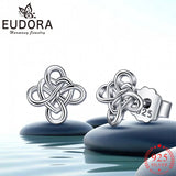 Eudora 925 Silver Celtic Knot Stud Earrings Heart Women Jewelry