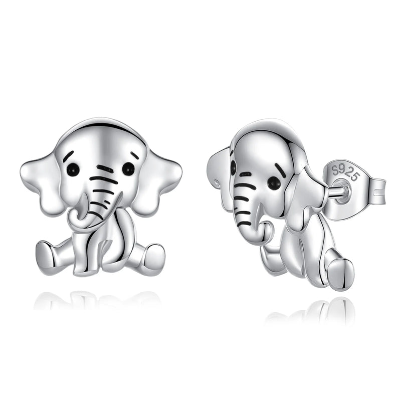 925 Sterling Silver Elephant Stud Earrings for Women Hypoallergenic Jewelry