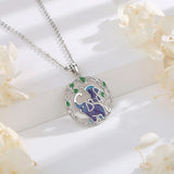Eudora 925 Silver Elephant Mom Baby Necklace Enamel Pendant