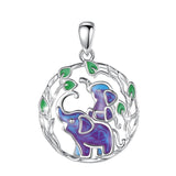 Eudora 925 Silver Elephant Mom Baby Necklace Enamel Pendant