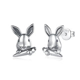 Eudora 925 Silver Rabbit Earrings Carrot Hypoallergenic Gift