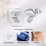 925 Silver Mushroom Stud Earring CZ Fine Jewelry