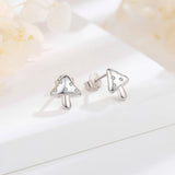 925 Silver Mushroom Stud Earring CZ Fine Jewelry