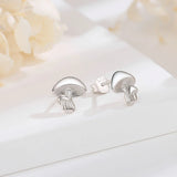 925 Silver Mushroom Stud Earring CZ Fine Jewelry