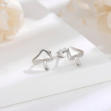 925 Silver Mushroom Stud Earring CZ Fine Jewelry