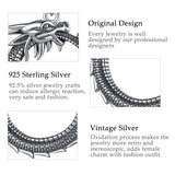 925 Silver Dragon Necklace Round Dragon Pendant Fine Jewelry for Men