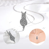 925 Sterling Silver Filigree Cat Necklace Kitten Pendant Men Women