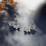 Eudora Sterling Silver Fish Earrings Zircon Inlay Hypoallergenic Jewelry