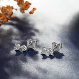 Eudora Sterling Silver Fish Earrings Zircon Inlay Hypoallergenic Jewelry