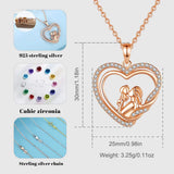 925 Silver Heart Charm Necklace for Women CZ Pendant Mother's Gift