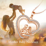 925 Silver Heart Charm Necklace for Women CZ Pendant Mother's Gift