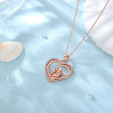 925 Silver Heart Charm Necklace for Women CZ Pendant Mother's Gift